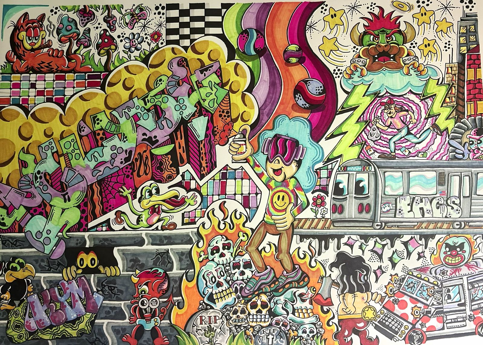 lifes a Marathon, marker on paper