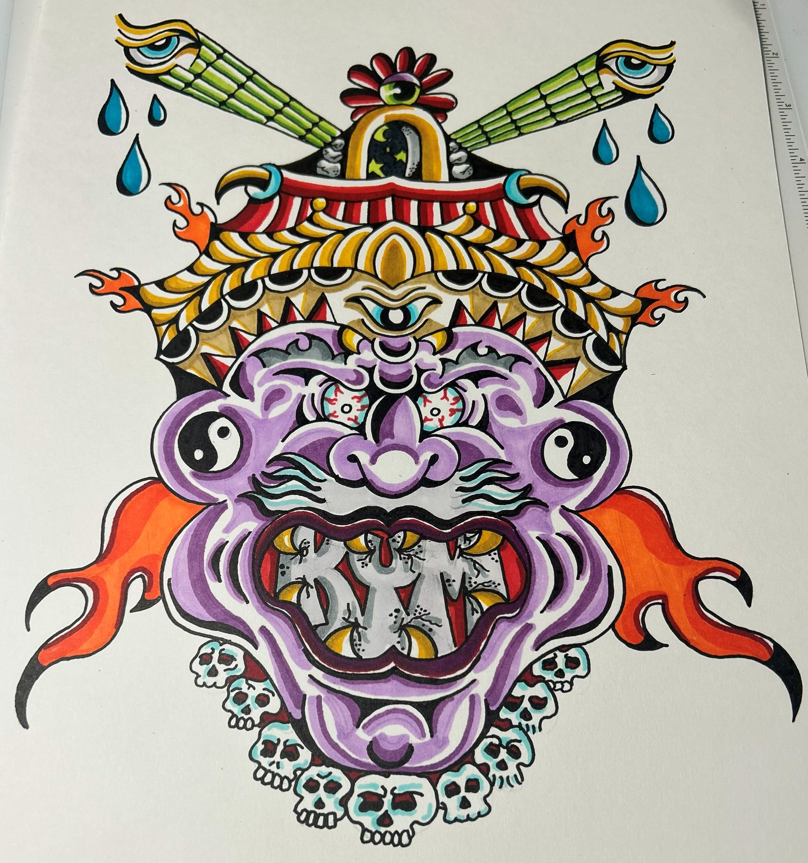 Mask, marker on paper